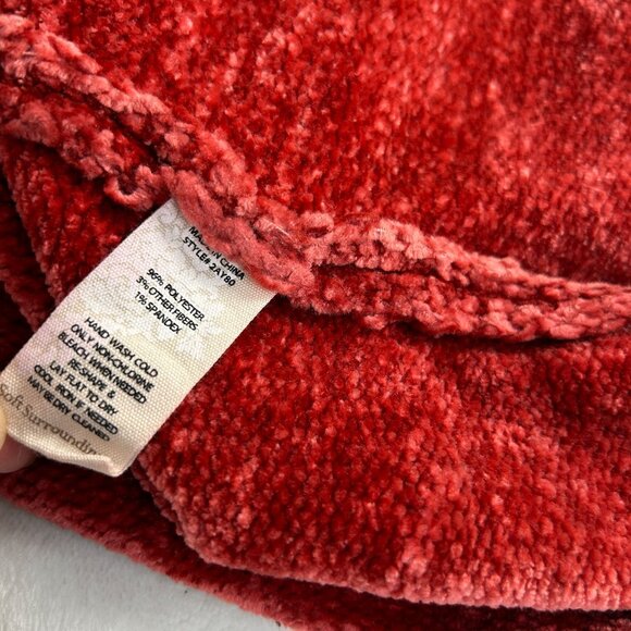 Soft Surroundings Women Chenille V-Neck Sweater Large Red Orange Pullover Casual - Picture 4 of 7